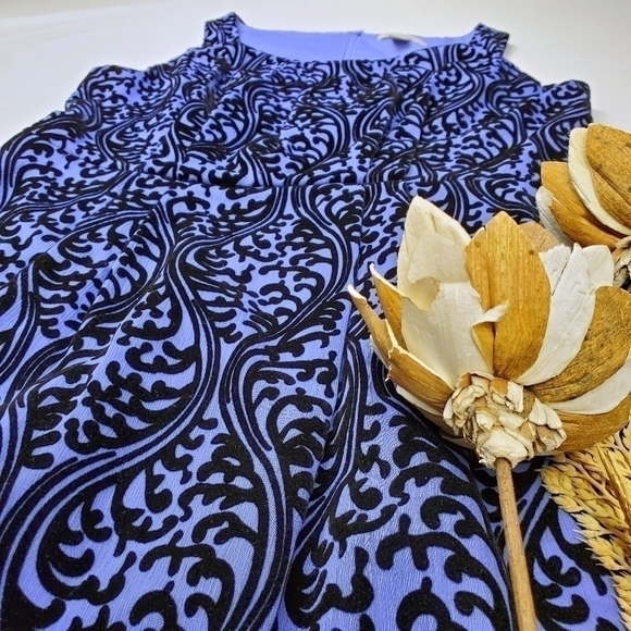 Loft Blue Suede Embroidered Light Shift Dress 2 - Picture 11 of 11